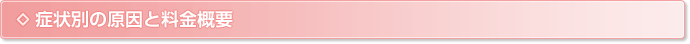 症状別の原因と料金概要